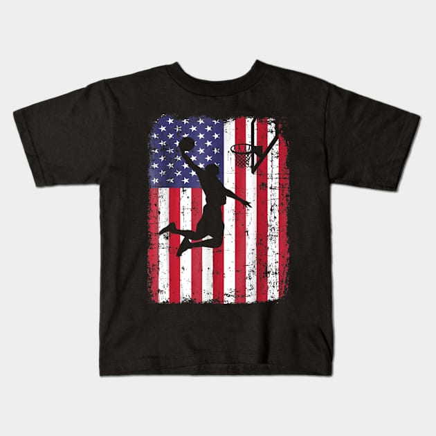 USA American Flag Basketball Kids T-Shirt by LiFilimon